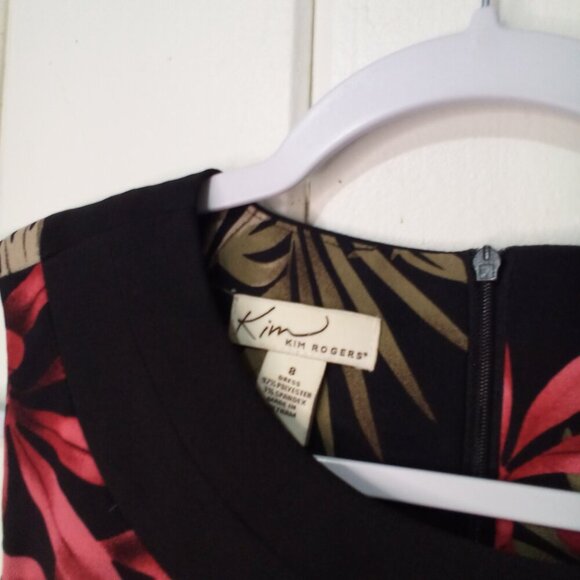 Kim Rogers Dress Women S Sleeveless Classic Career Floral Black Red Green - Picture 9 of 14
